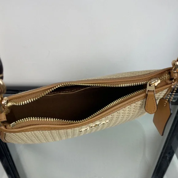 🐬Coach Teri Straw/Leather Latte - 2Way Crossbody - Picture 6 of 9
